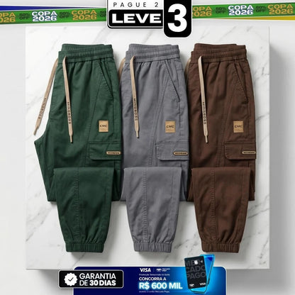 [Leve 3, Pague 2] Calça Cargo Orion Masculina Corte Jogger em Algodão, Poliéster e Fibras Elásticas