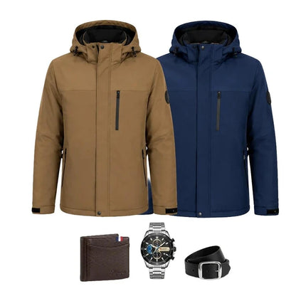 Jaqueta Masculina Mavero em Interior Forrado Térmico a Prova D'Água e Capuz Removível +BRINDES: Relógio, Cinto e Carteira