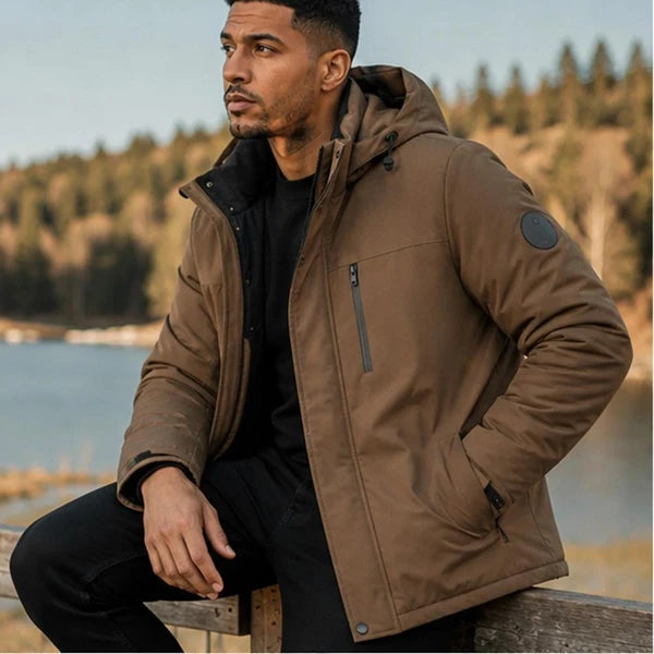 Jaqueta Masculina Mavero em Interior Forrado Térmico a Prova D'Água e Capuz Removível +BRINDES: Relógio, Cinto e Carteira
