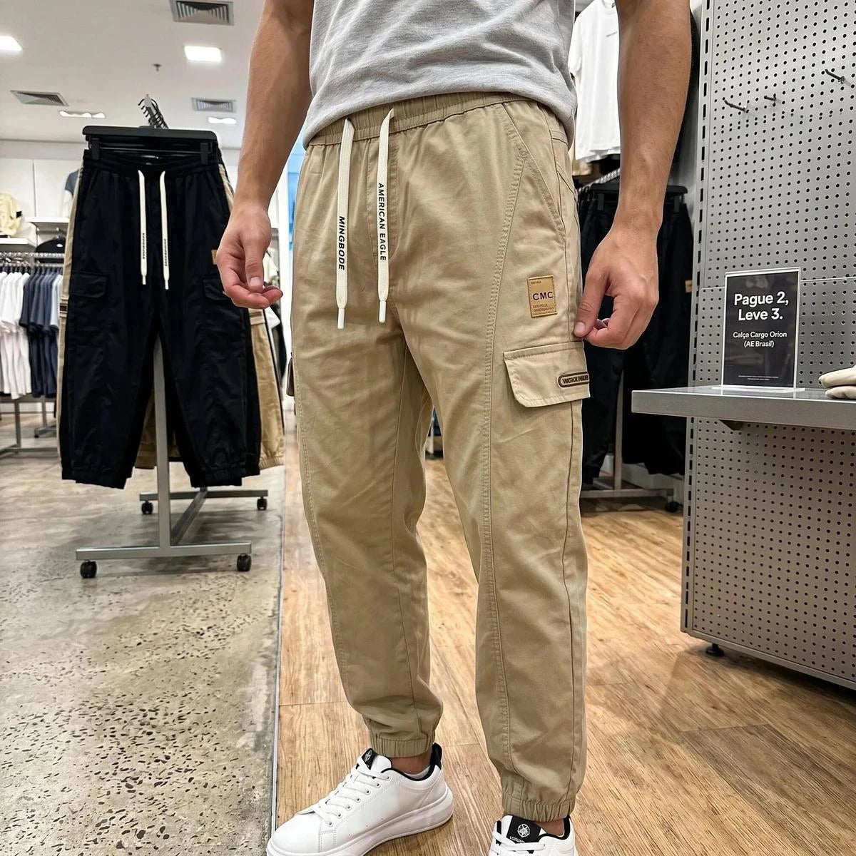 [Leve 3, Pague 2] Calça Cargo Orion Masculina Corte Jogger em Algodão, Poliéster e Fibras Elásticas
