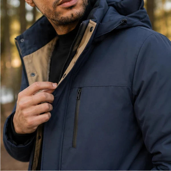 Jaqueta Masculina Mavero em Interior Forrado Térmico a Prova D'Água e Capuz Removível +BRINDES: Relógio, Cinto e Carteira