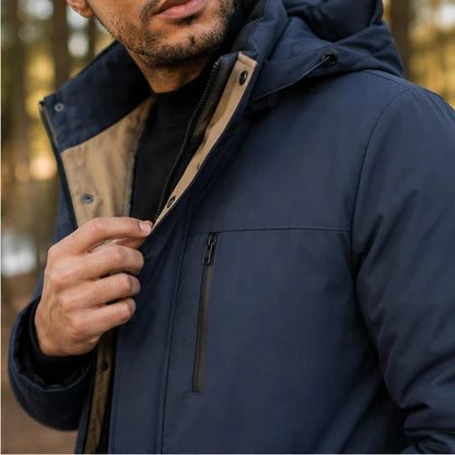 Jaqueta Masculina Mavero em Interior Forrado Térmico a Prova D'Água e Capuz Removível +BRINDES: Relógio, Cinto e Carteira